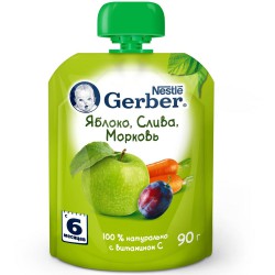 Пюре Gerber яблоко слива морковь 90 г